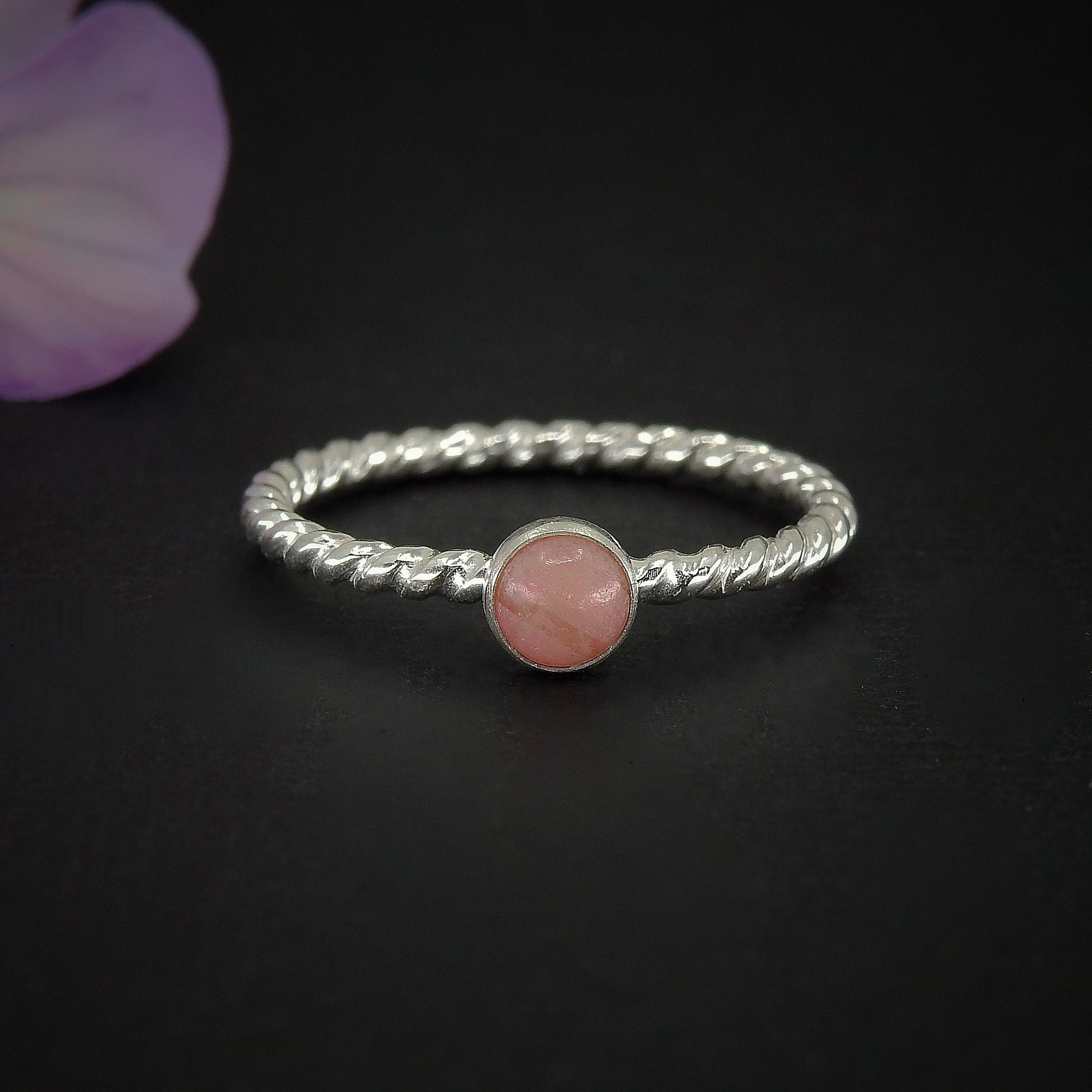 Rhodonite Twist Ring - Made to Order 