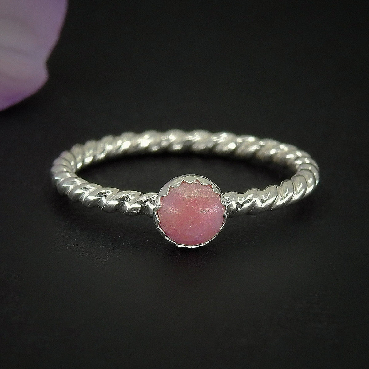 Rhodonite Twist Ring - Made to Order 