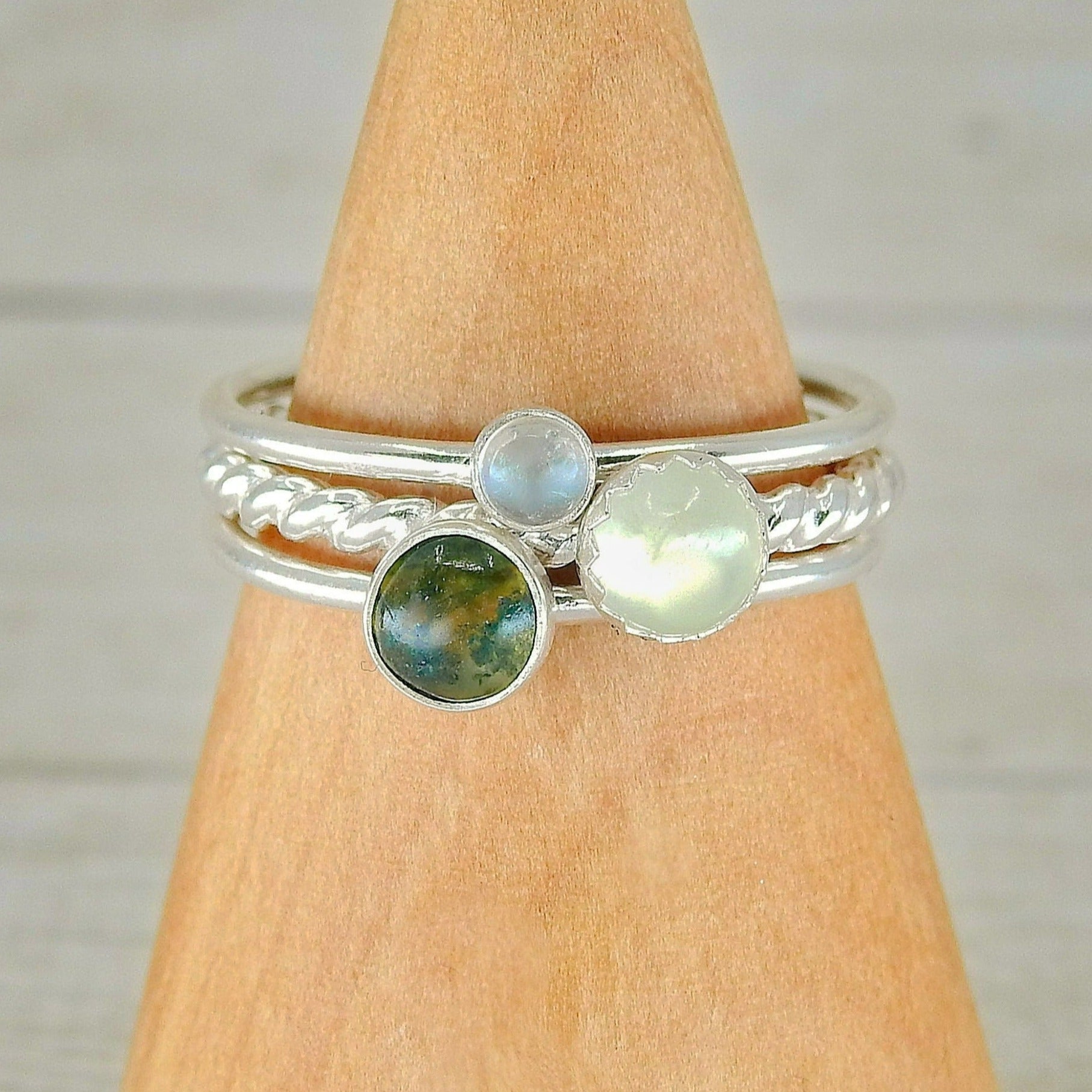 The Gaia Ring Stack of the Earth- Sterling Silver 