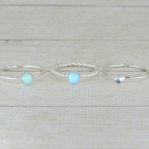 The Amphitrite Ring Stack of the Sea - Sterling Silver 