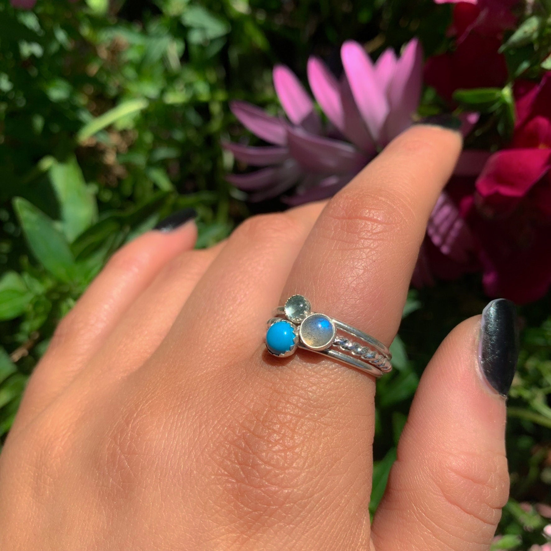 The Adiona Ring Stack of Travel - Sterling Silver 