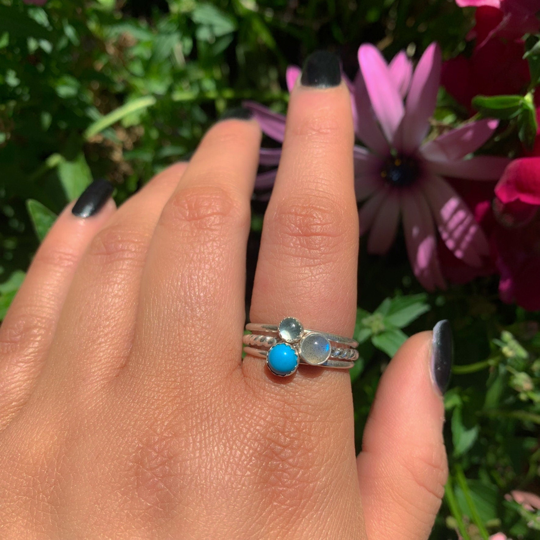 The Adiona Ring Stack of Travel - Sterling Silver 