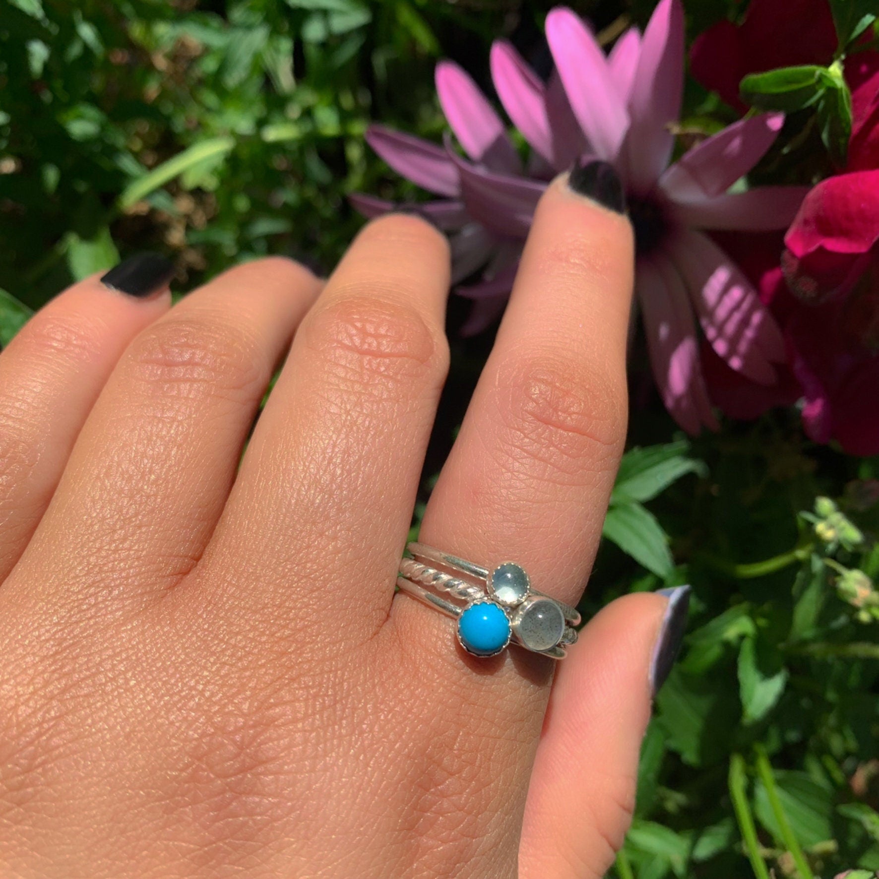 The Adiona Ring Stack of Travel - Sterling Silver 