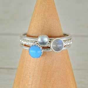 The Adiona Ring Stack of Travel - Sterling Silver 