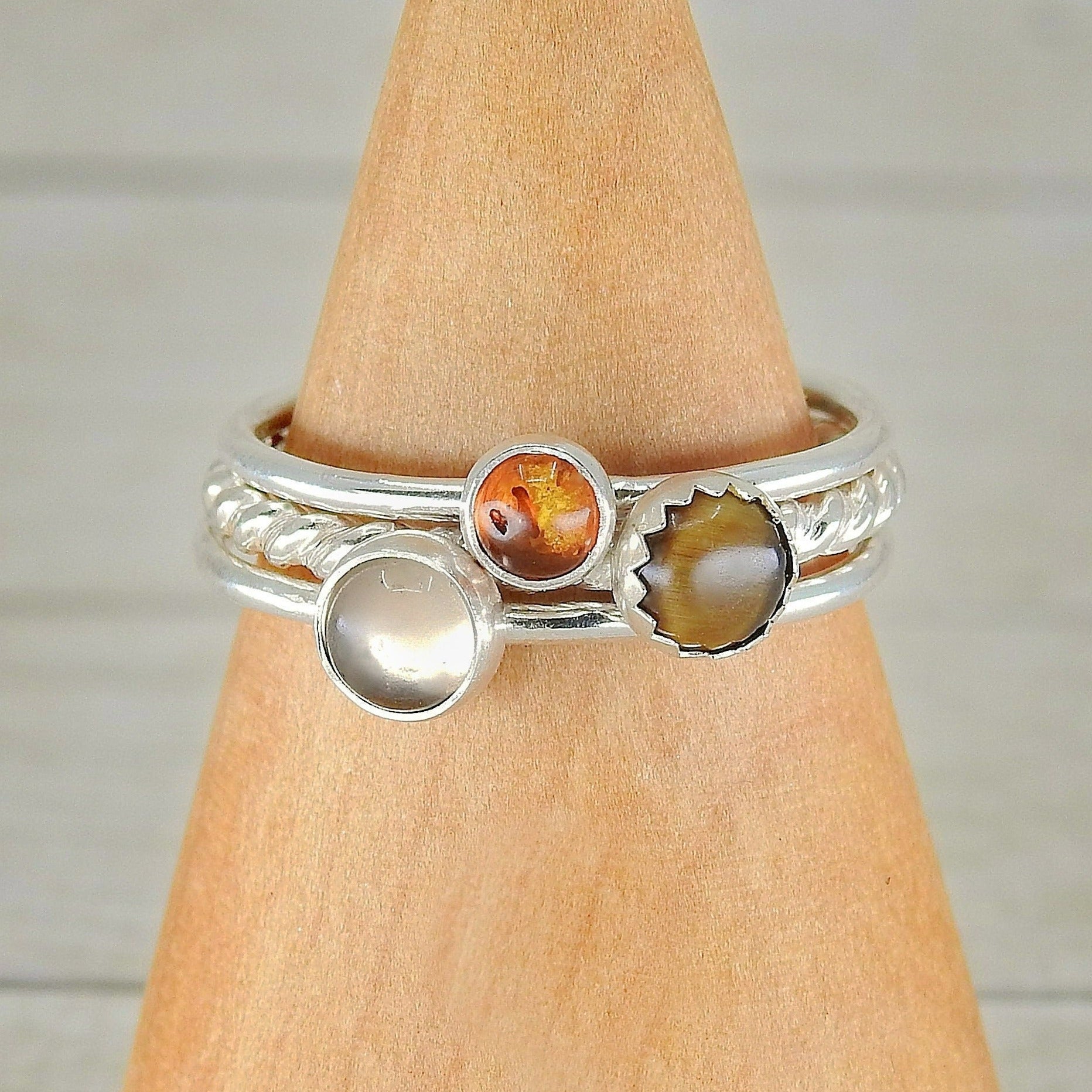 The Brynhildr Ring Stack of Protection - Sterling Silver 