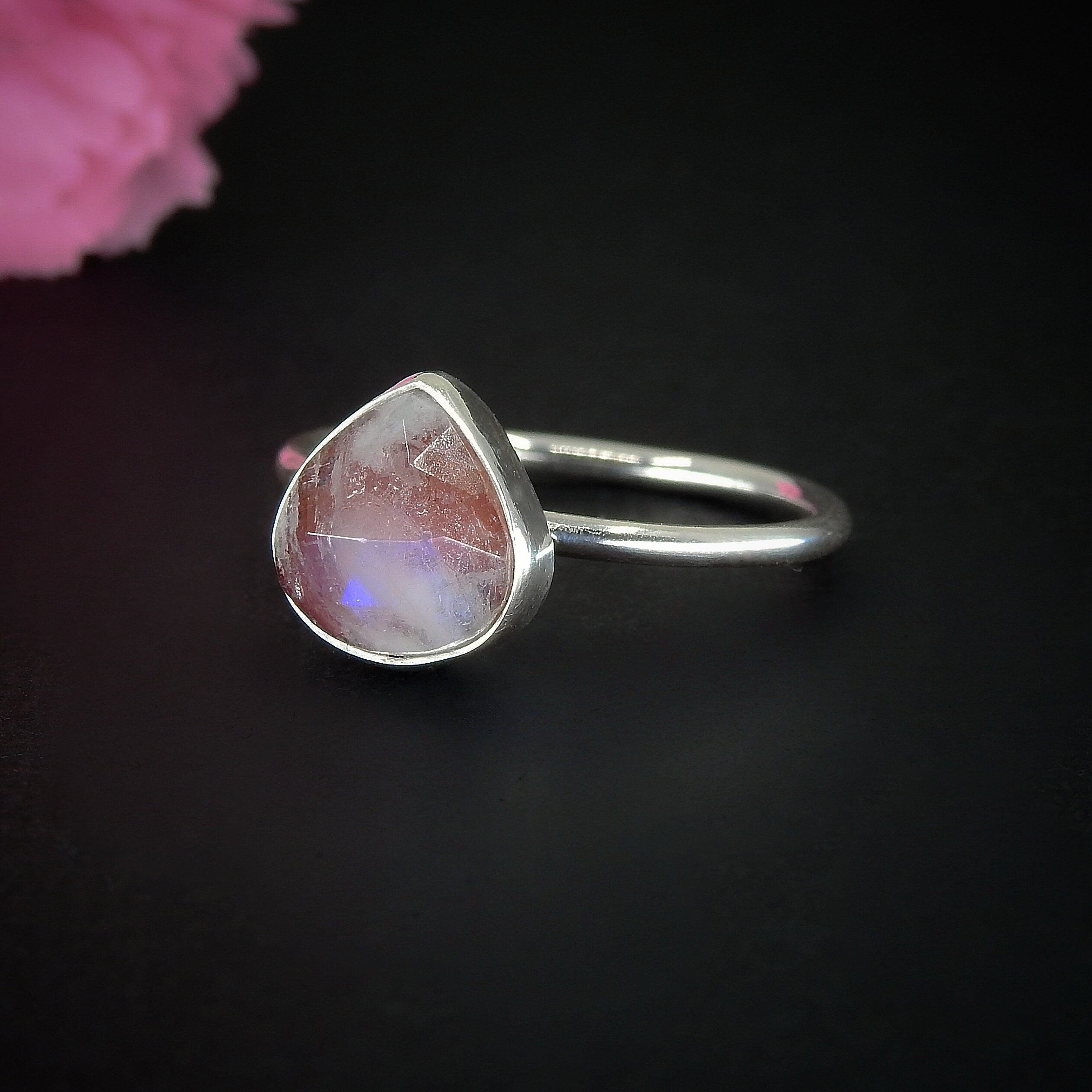 Moonstone & Red Jasper Ring - Size 9 1/4 