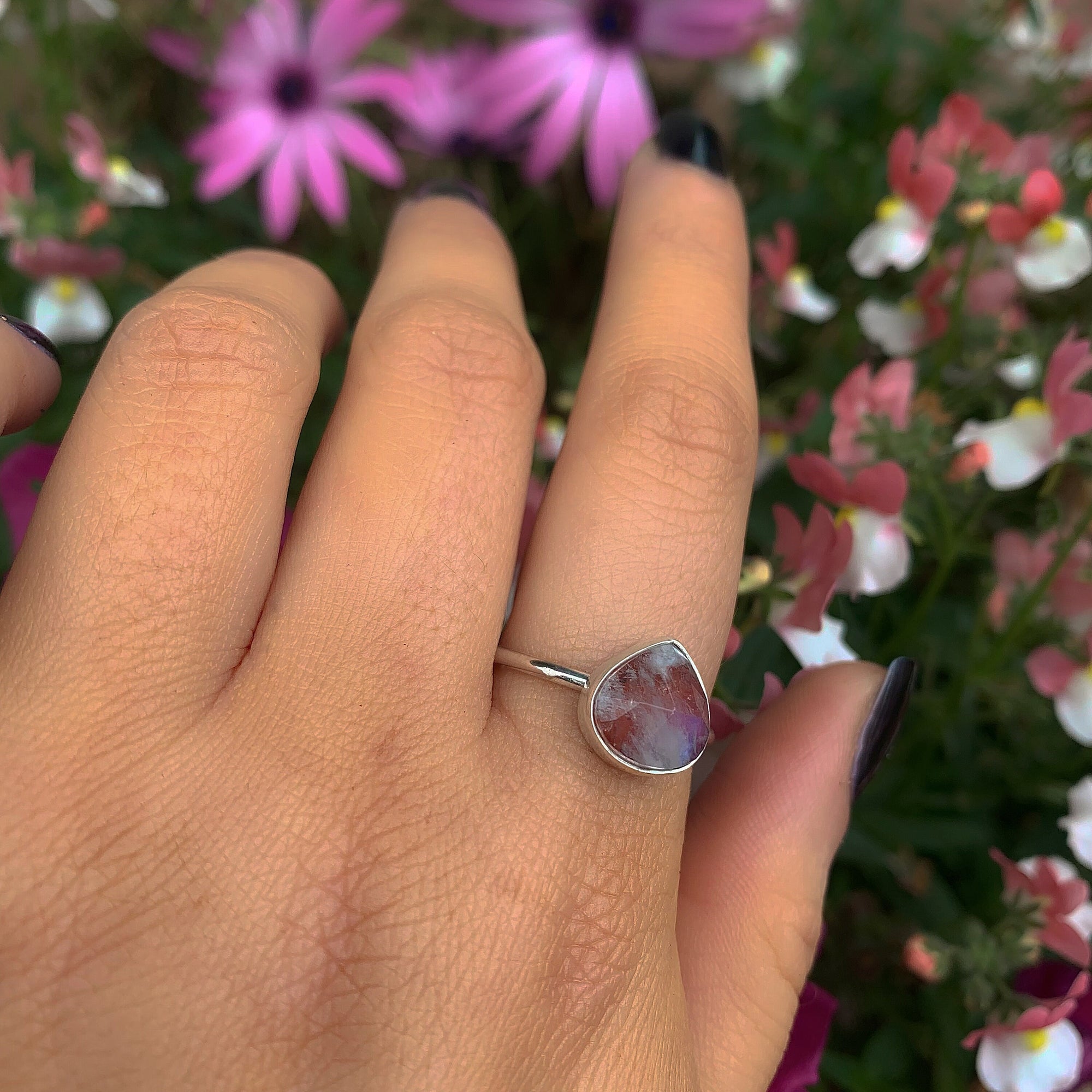 Moonstone & Red Jasper Ring - Size 9 1/4 