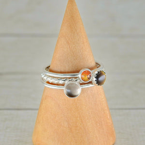 The Brynhildr Ring Stack of Protection - Sterling Silver 