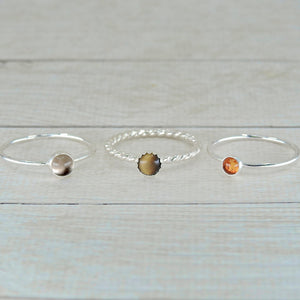 The Brynhildr Ring Stack of Protection - Sterling Silver 