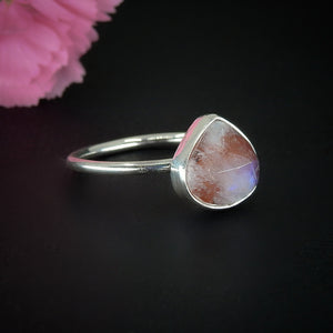 Moonstone & Red Jasper Ring - Size 9 1/4 
