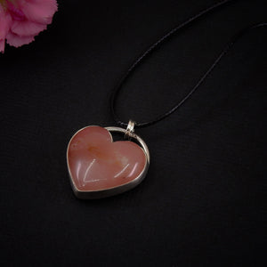 Rose Quartz Heart Pendant - Sterling Silver 