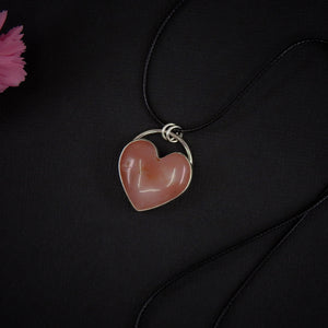 Rose Quartz Heart Pendant - Sterling Silver 