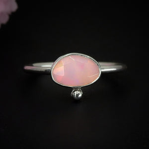 Rose Cut Pink Opal Ring - Size 7 