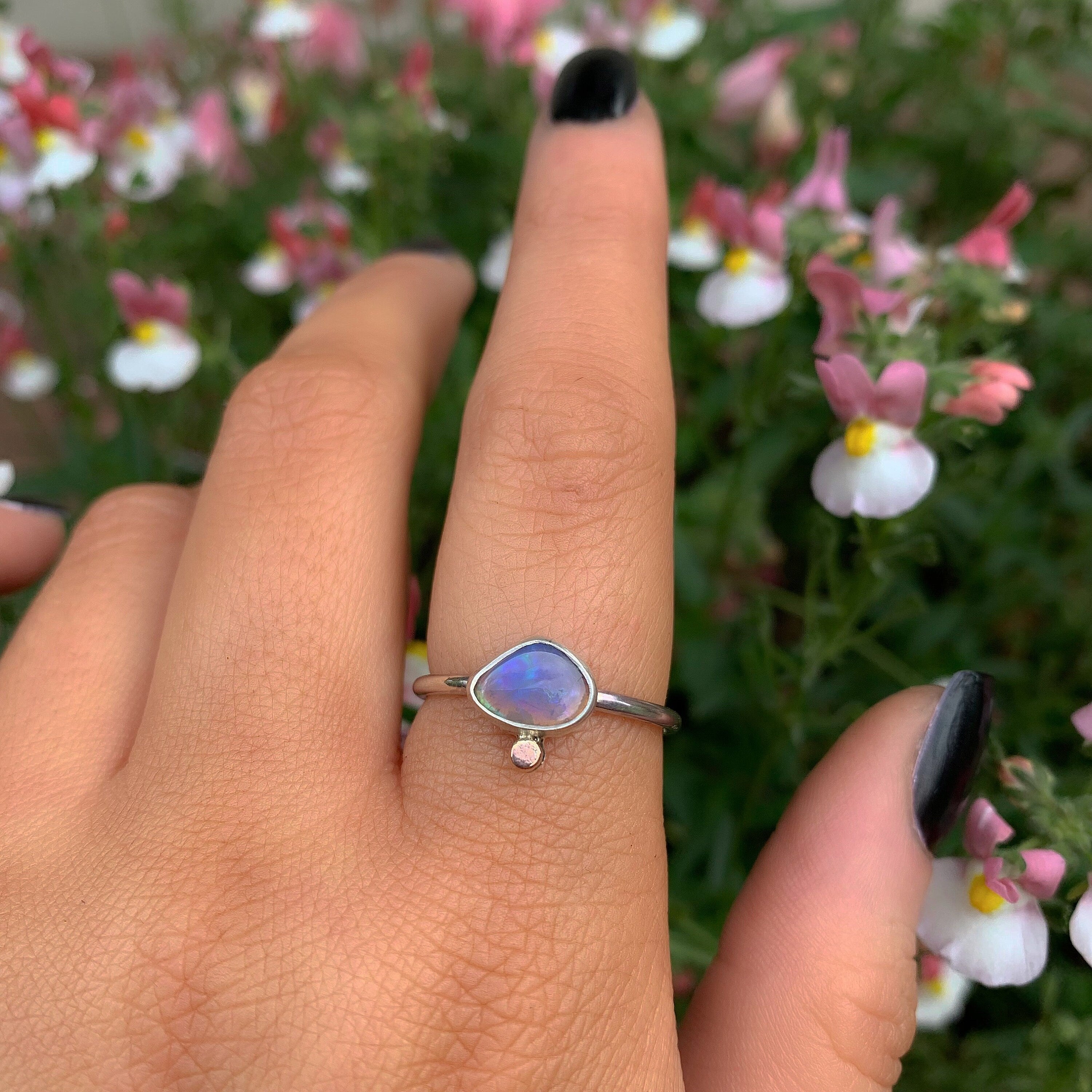 Australian Crystal Opal Ring - Size 8 1/2 