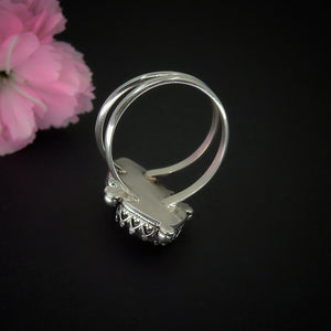 Rose Cut Clear Quartz with Aurora Opal & Rose Cut Moonstone with Red Jasper - Size 8 