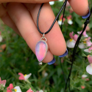 Rose Cut Clear Quartz and Aurora Opal Pendant - Sterling Silver 