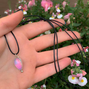 Rose Cut Clear Quartz and Aurora Opal Pendant - Sterling Silver 