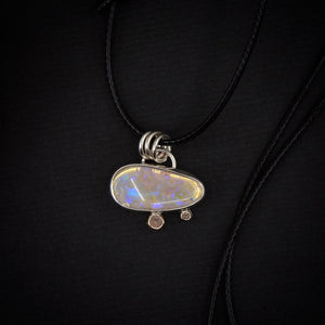 Australian Crystal Opal Pendant - Sterling Silver & 14 Karat Rose Gold 