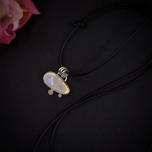 Australian Crystal Opal Pendant - Sterling Silver & 14 Karat Rose Gold 