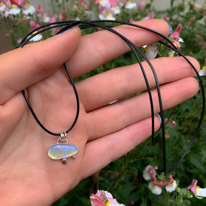 Australian Crystal Opal Pendant - Sterling Silver & 14 Karat Rose Gold 