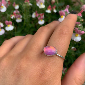 Rose Cut Clear Quartz & Aurora Opal Ring - Size 9 