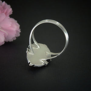 Rose Cut Clear Quartz with Aurora Opal & Angel Aura Quartz Ring - 10 