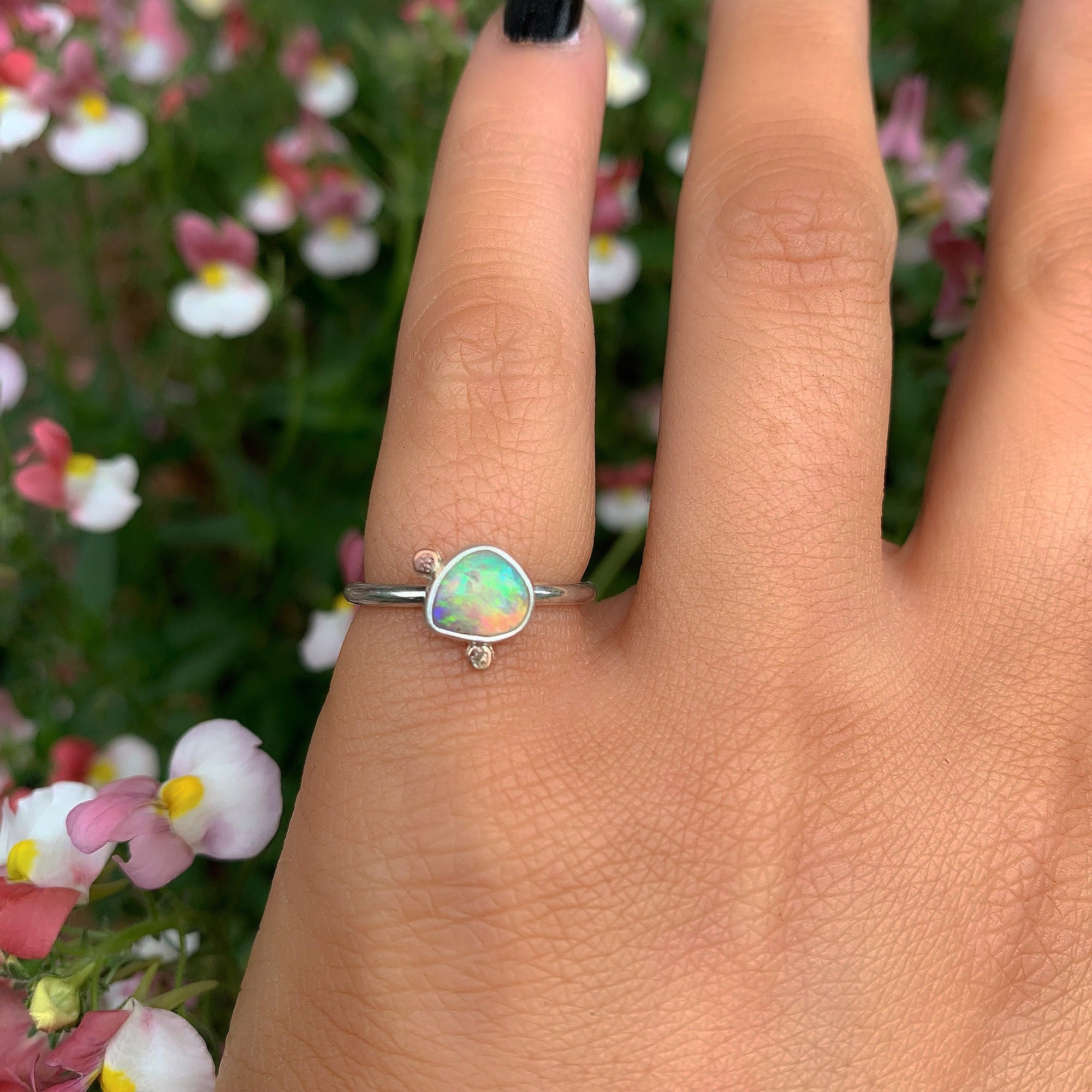 Australian Crystal Opal Ring - Size 4 