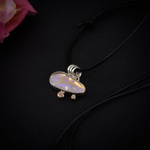 Australian Crystal Opal Pendant - Sterling Silver & 14 Karat Rose Gold 