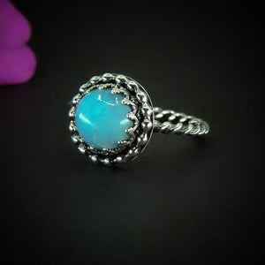 Larimar Ring - Size 7 - Sterling Silver - Blue Larimar Ring - Round Larimar Ring - Larimar Jewellery - Handcrafted Larimar Statement Ring