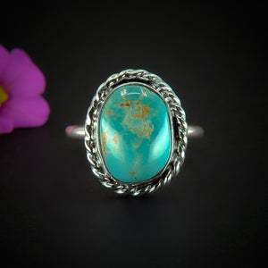 Royston Turquoise Ring - Size 11 1/2 to 11 3/4 - Sterling Silver - Aqua Turquoise Jewellery - Genuine Teal Turquoise Statement Ring OOAK