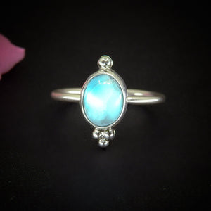 Larimar Ring - Size 9 to 9 1/4 - Sterling Silver - Blue Larimar Ring - Dainty Larimar Ring - Larimar Jewellery - Handcrafted Larimar Ring