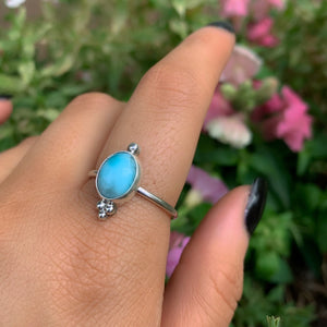 Larimar Ring - Size 9 to 9 1/4 - Sterling Silver - Blue Larimar Ring - Dainty Larimar Ring - Larimar Jewellery - Handcrafted Larimar Ring