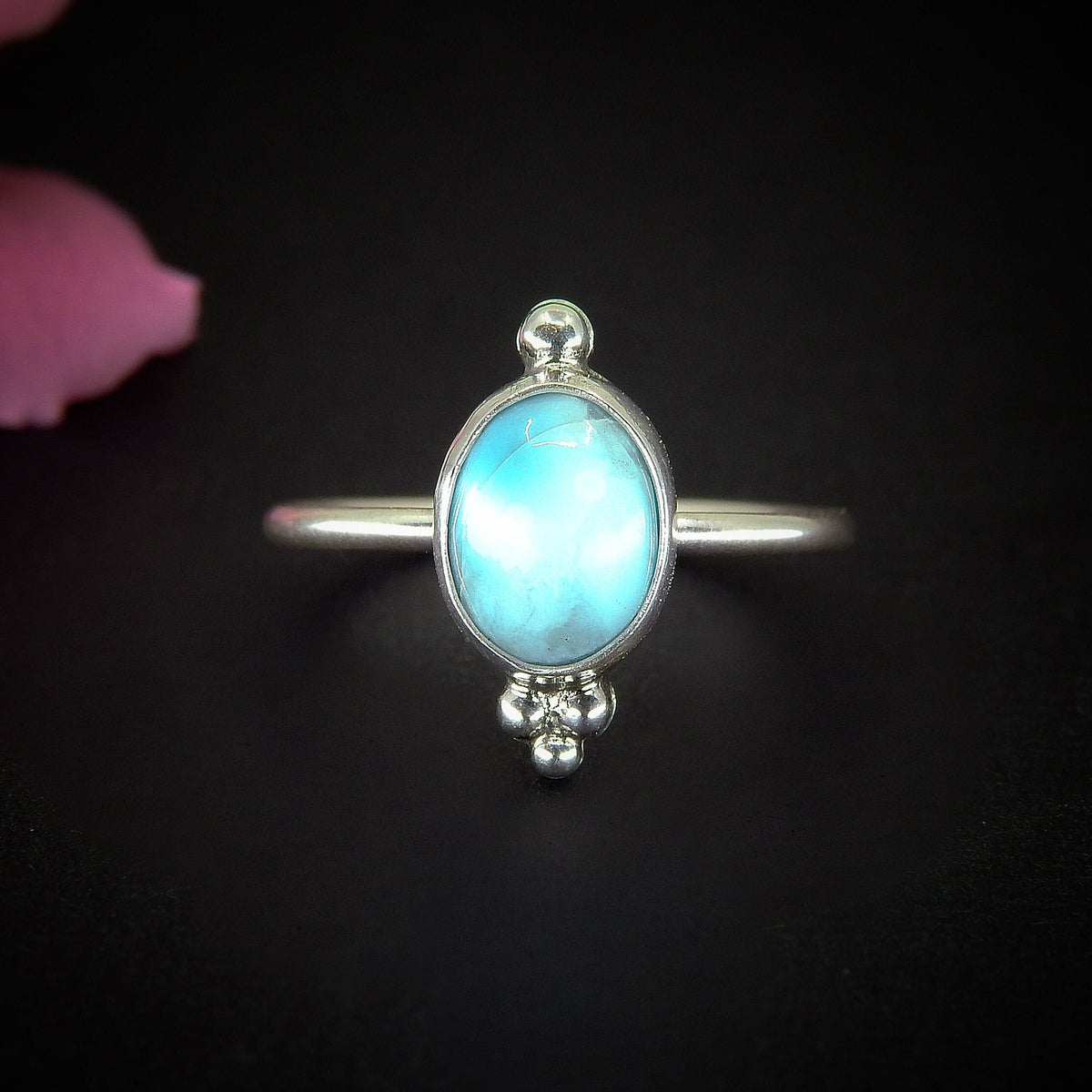 Larimar Ring - Size 9 to 9 1/4 - Sterling Silver - Blue Larimar Ring - Dainty Larimar Ring - Larimar Jewellery - Handcrafted Larimar Ring