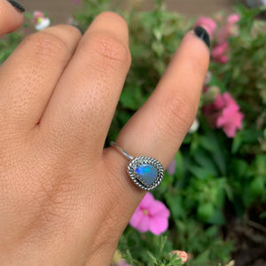 Australian Crystal Opal Ring - Size 7 1/2 - Sterling Silver - Lightning Ridge Opal Ring - Dainty Opal Jewelry -Solid Australian Opal Jewelry