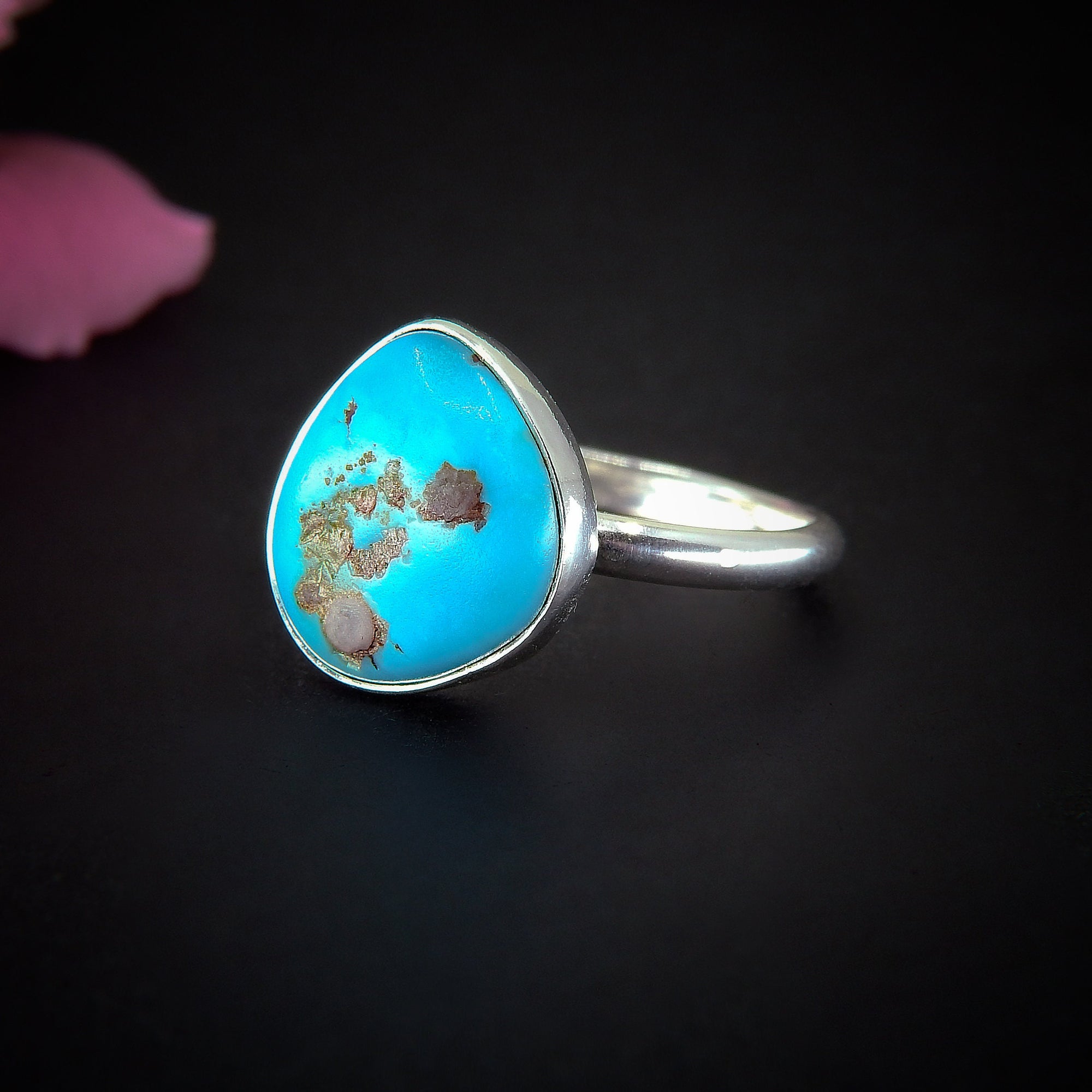 Blue Morenci Turquoise Ring - Size 9 - Sterling Silver - Genuine Turquoise Jewellery - Bright Blue Turquoise Ring - Real Turquoise Ring OOAK