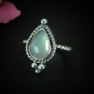 Rose Cut Aquamarine Ring - Size 7 - Sterling Silver - Aquamarine Jewellery - Green Aquamarine Ring - Unique Aquamarine Statement Ring