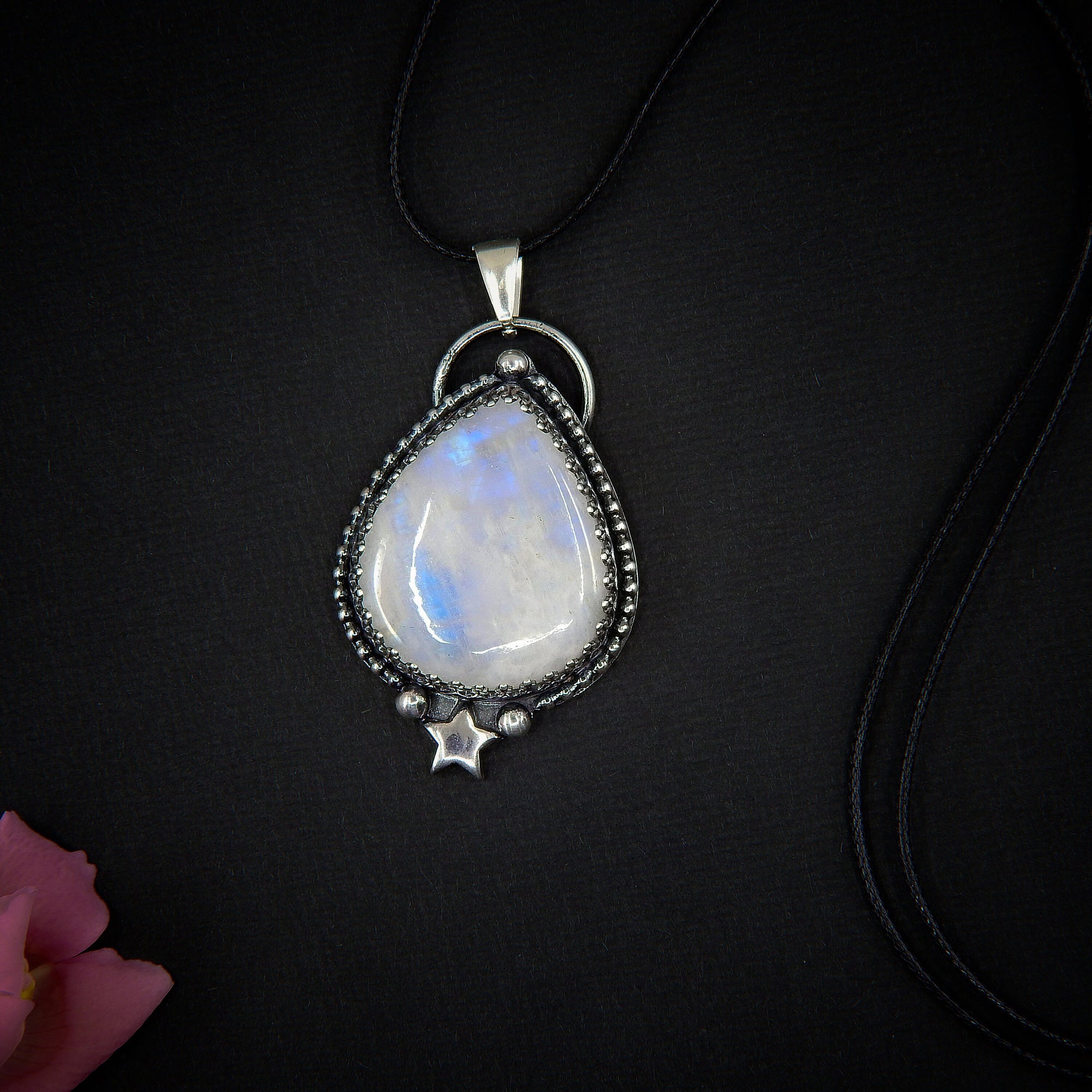 Rose Gold Moonstone Lotus Necklace - Jewellery - Indie and Harper