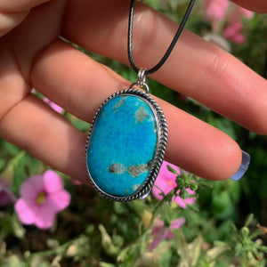 Morenci Turquoise Pendant with Pyrite - Sterling Silver - Bright Blue Turquoise Necklace - Unique Turquoise - Genuine Turquoise Jewelry OOAK