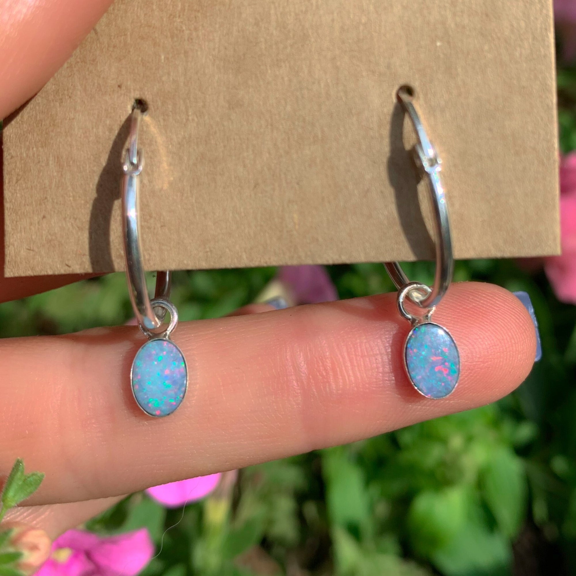 Blue opal store earrings studs