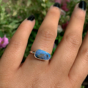 Australian Boulder Opal Ring - Size 5 3/4 - Sterling Silver - Lightning Ridge Opal Ring - Dainty Opal Jewelry -Solid Australian Opal Jewelry