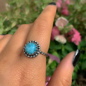 Larimar Ring - Size 7 - Sterling Silver - Blue Larimar Ring - Round Larimar Ring - Larimar Jewellery - Handcrafted Larimar Statement Ring