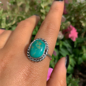 Royston Turquoise Ring - Size 11 1/2 to 11 3/4 - Sterling Silver - Aqua Turquoise Jewellery - Genuine Teal Turquoise Statement Ring OOAK