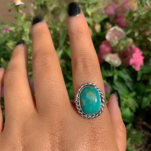 Royston Turquoise Ring - Size 11 1/2 to 11 3/4 - Sterling Silver - Aqua Turquoise Jewellery - Genuine Teal Turquoise Statement Ring OOAK
