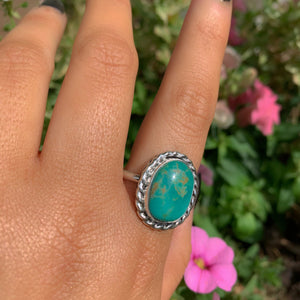 Royston Turquoise Ring - Size 11 1/2 to 11 3/4 - Sterling Silver - Aqua Turquoise Jewellery - Genuine Teal Turquoise Statement Ring OOAK