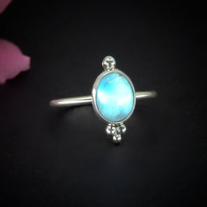 Larimar Ring - Size 9 to 9 1/4 - Sterling Silver - Blue Larimar Ring - Dainty Larimar Ring - Larimar Jewellery - Handcrafted Larimar Ring