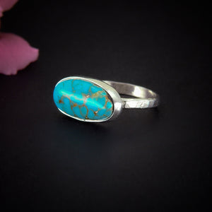 Turquoise Mountain Turquoise Ring - Size 7 - Sterling Silver - Blue Turquoise Jewellery - Genuine Turquoise Jewelry - Brown Matrix Turquoise