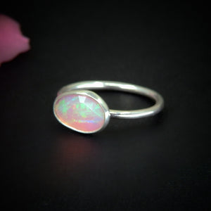 Rose Cut Pink Opal Ring - Size 6 1/2 - Sterling Silver - Ethiopian Opal Ring - Dainty Opal Jewellery, Faceted Opal Jewelry, Handcrafted OOAK