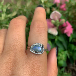 Australian Crystal Opal Ring - Size 7 1/2 - Sterling Silver - Lightning Ridge Opal Ring - Dainty Opal Jewelry -Solid Australian Opal Jewelry