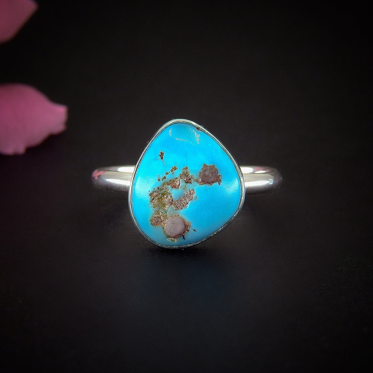 Blue Morenci Turquoise Ring - Size 9 - Sterling Silver - Genuine Turquoise Jewellery - Bright Blue Turquoise Ring - Real Turquoise Ring OOAK