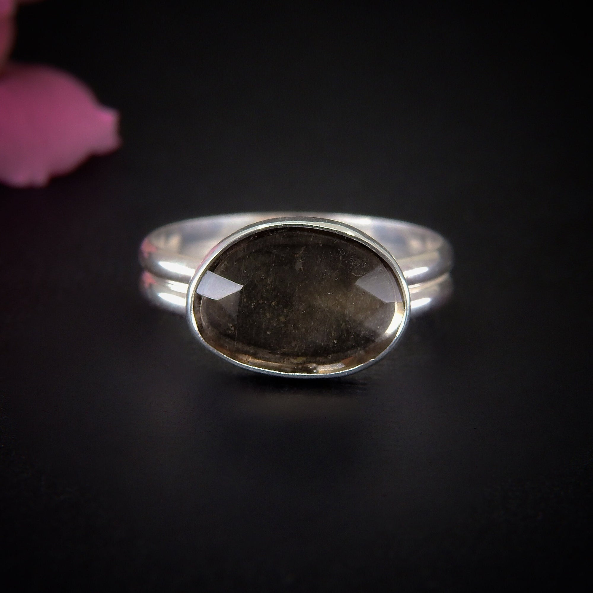 Rose Cut Smoky Quartz Ring - Size 10 1/2 - Sterling Silver - Dainty Smoky Quartz Jewellery - Faceted Gemstone Jewelry - Brown Crystal Ring